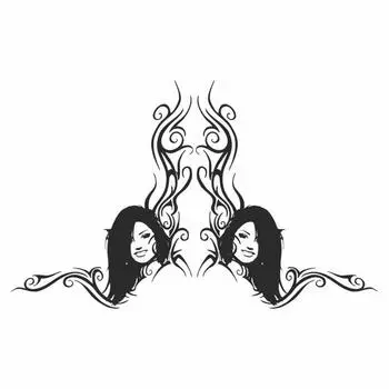 Тонировка-уголок "Девушка" №1, тату, черная, 50 х 23 см