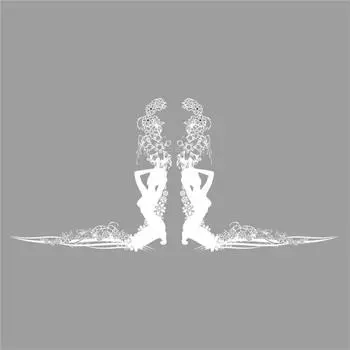 Тонировка-уголок, "Девушка с узорами" №6, белая, 35 х 16 см