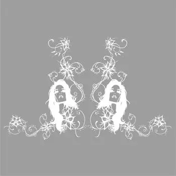 Тонировка-уголок, "Девушка с узорами" №7, белая, 35 х 16 см