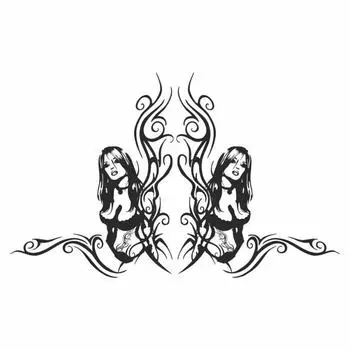 Тонировка-уголок, "Девушка - тату" №2, черная, 35 х 16 см