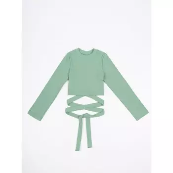 Топ для девочки с длинными рукавами на завязках Generation, рост 134 см, цвет зелёный