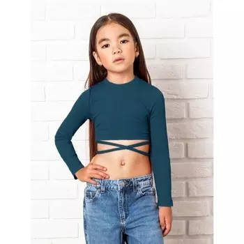 Топ для девочки с длинными рукавами, рост 152 см, цвет лазурно-синий