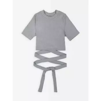 Топ для девочки с короткими рукавами на завязках Generation, рост 152 см, цвет серый