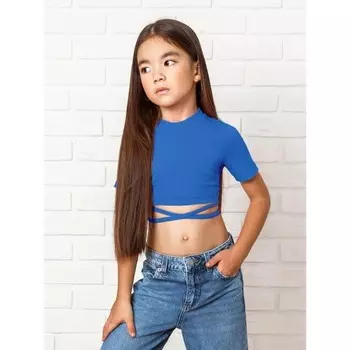 Топ для девочки с короткими рукавами, рост 134 см, цвет синий