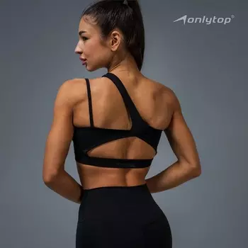 Топ спортивный ONLYTOP Asymmetry, размер L, чёрный