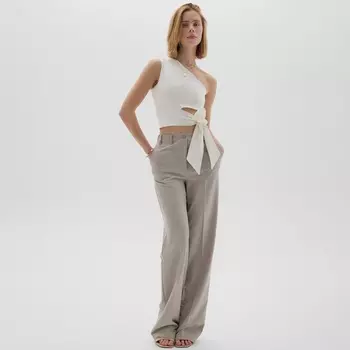 Топ с завязкой на талии женский MINAKU : Casual Collection, белый, размер 48