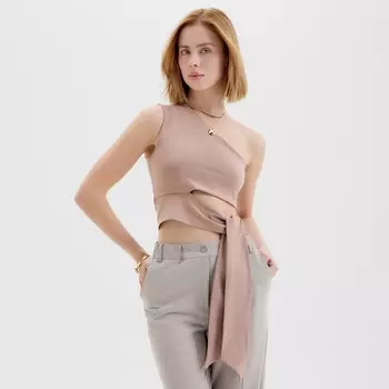 Топ с завязкой на талии женский MINAKU : Casual Collection, бежевый, размер 44