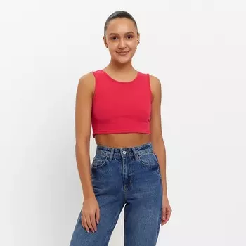 Топ с сеткой женский MINAKU: Casual Collection, фуксия, размер 46