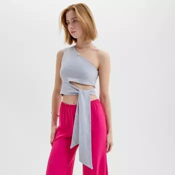 Топ с завязкой на талии женский MINAKU : Casual Collection, серый, размер 46