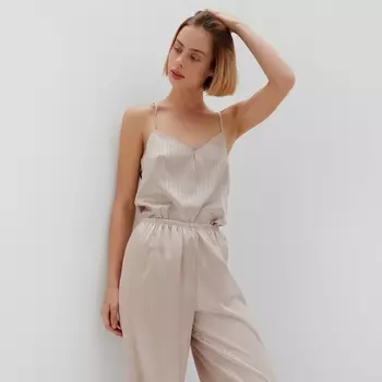 Топ домашний на бретелях женский MINAKU: Home collection, бежевый, размер 46