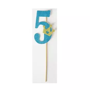 Топпер «5», с короной, цвета МИКС