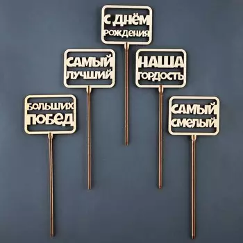 Топпер ассорти "С Днём Рождения", мужской, набор, 5 шт.
