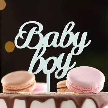 Топпер для торта Baby boy, светло-голубой