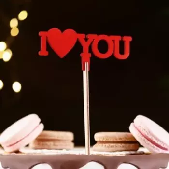 Топпер для торта деревянный I Love You, красный, 125 см