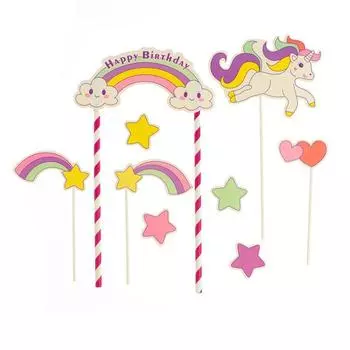 Топперы для торта «Единорог и радуга», набор 8 шт.