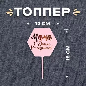 Топпер для торта «Мама, с днём рождения!»