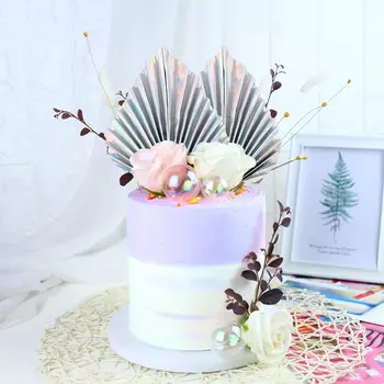 Топпер для торта «Перо», серебряный