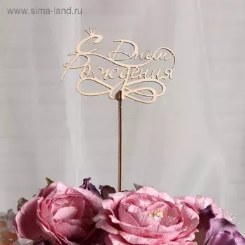 Топпер «С Днем Рождения», стандарт, 11x6 см