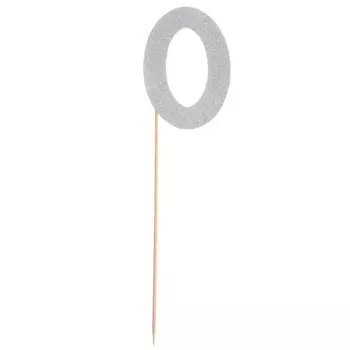 Топпер в торт «0», цвет серебро