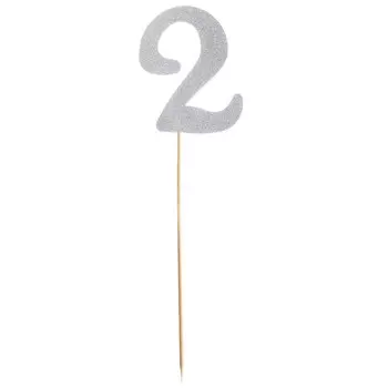 Топпер в торт «2», цвет серебро