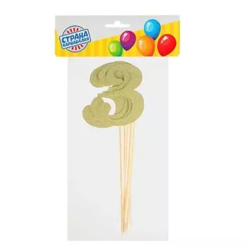 Топпер для торта «Цифра 3», набор 6 шт., МИКС
