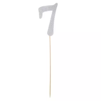 Топпер в торт «7», цвет серебро