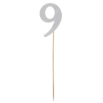 Топпер в торт «9», цвет серебро