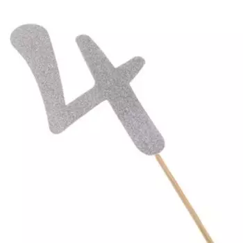 Топпер в торт «Цифра 4», серебряный