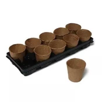 Набор для рассады: торфяной горшок по 500 мл (10 шт.), поддон 55 20 см, чёрный