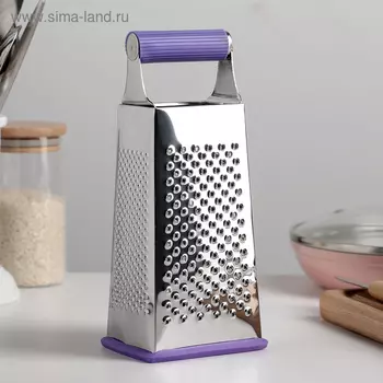 Тёрка четырёхгранная «Палитра», 10×7×21 см, прорезиненная ручка, цвет МИКС