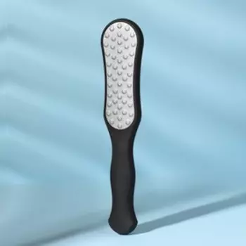 Пилка для пяток, лазерная, двусторонняя, прорезиненная ручка, 25.8 см, чёрная