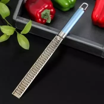 Тёрка для сыра Доляна Lagoona, нержавеющая сталь, серебристая, голубая