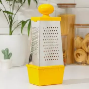 Тёрка Доляна «Комфорт», 4 грани, с контейнером 450 мл, ручка круглая, 28129 см, цвет МИКС