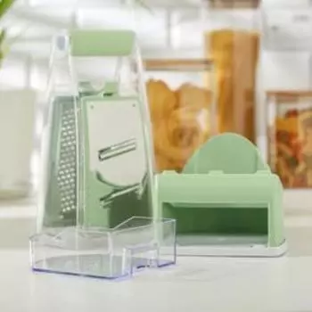 Тёрка кухонная Premium plus, 14,5×14 см, с контейнером, ABS-пластик, нержавеющая сталь