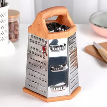 Тёрка шестигранная Доляна «Деревушка», 14,51123 см, цвет коричневый