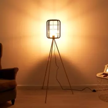 Торшер "Лофт" E27 40Вт черный-золото 24,5х24,5х140 см