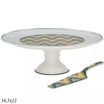 Тортовница на ножке Lenardi «Бухара», с лопаткой, размер 34.5х12 см