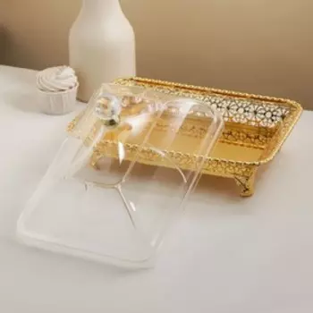 Тортовница прямоугольная с крышкой «Флоренция», 292120 см, цвет металла золотой