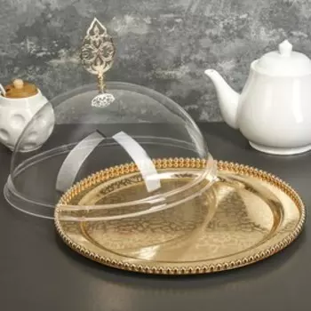 Тортовница с крышкой-клош, 31,523 см, цвет металла золотой