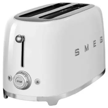 Тостер Smeg TSF02WHEU, 1500 Вт, 2 отсека, 6 режимов прожарки, размораживание, белый