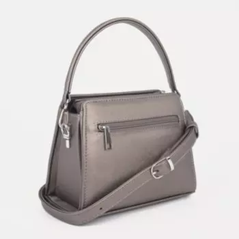 Тоут, отдел на молнии, наружный карман, длинный ремень, цвет бронзовый