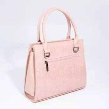 Тоут, отдел на молнии, наружный карман, длинный ремень, цвет розовый