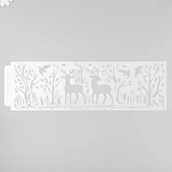 Трафарет бордюрный пластик "Олени в лесу" 40х12 см