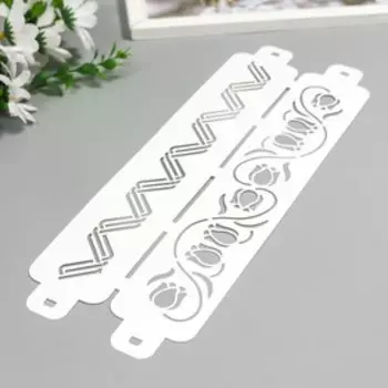 Трафарет бордюрный "Узор цветы" пластик, 11х32 см