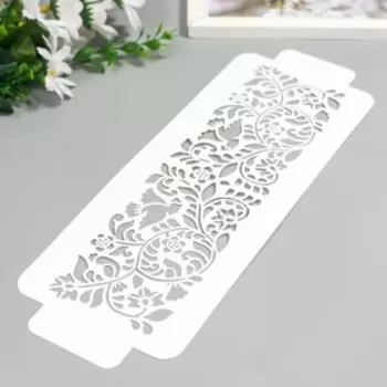 Пластиковый трафарет-бордюр для творчества «Узор птички цветочки», шаблон, 1132 см