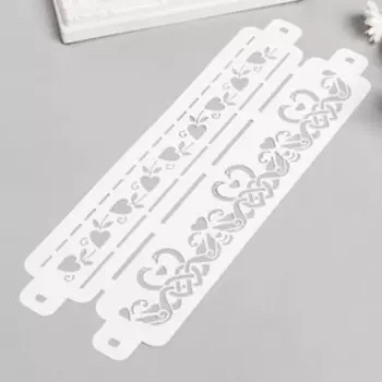 Трафарет бордюрный "Узор сердце" пластик, 11х32 см