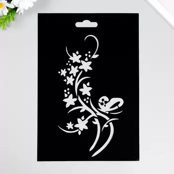 Трафарет "Цветы с бабочкой" 20х29см