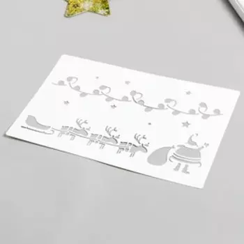 Трафарет "Дед Мороз, санки" 24х16 см