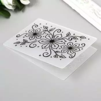 Трафарет для эмбосирования пластик "Цветы и листья" 14,5х10,5 см