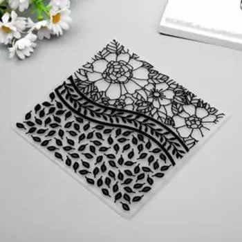 Трафарет для эмбосирования пластик "Крупные цветы и листья" 15х15 см